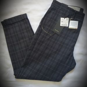 ZARA Plaid Skinny Fit Cuffed Dress Pants